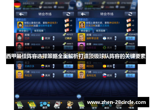 西甲最佳阵容选择策略全面解析打造顶级球队阵容的关键要素